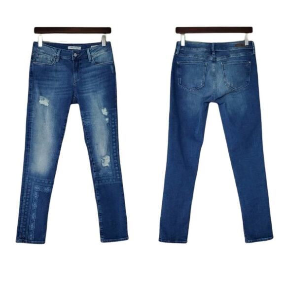 Mavi Jeans Angie Distressed Printed Skinny Jeans - Picture 1 of 9
